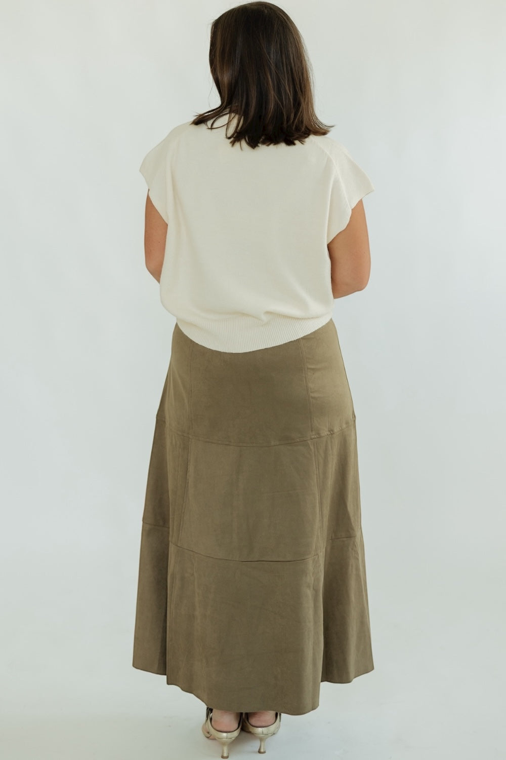 Abbigail Mocha Suede A-Line Skirt