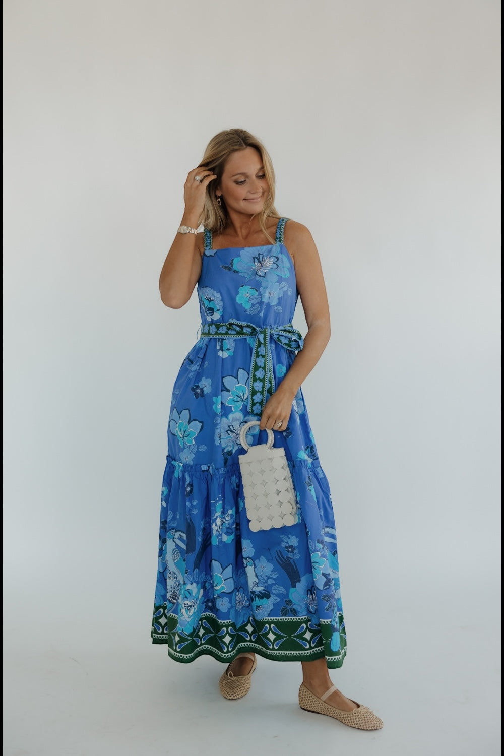 Andi Sapphire Floral Midi Dress (XS-XL)