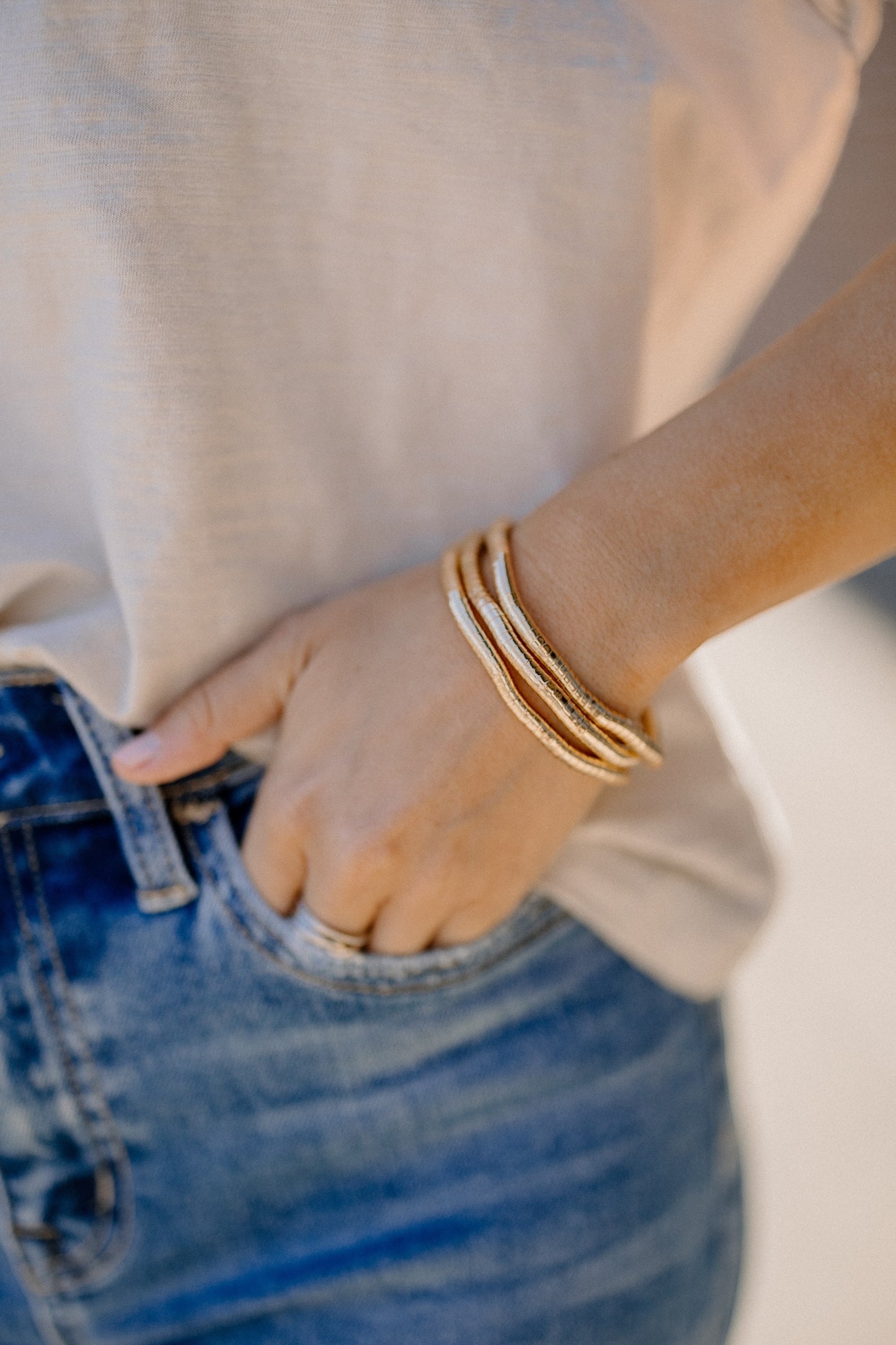 5mm Omega Chain Bracelet Set in Gold