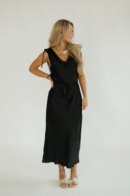 Racquel Black Lace Trim Slip Dress (XS-XL)