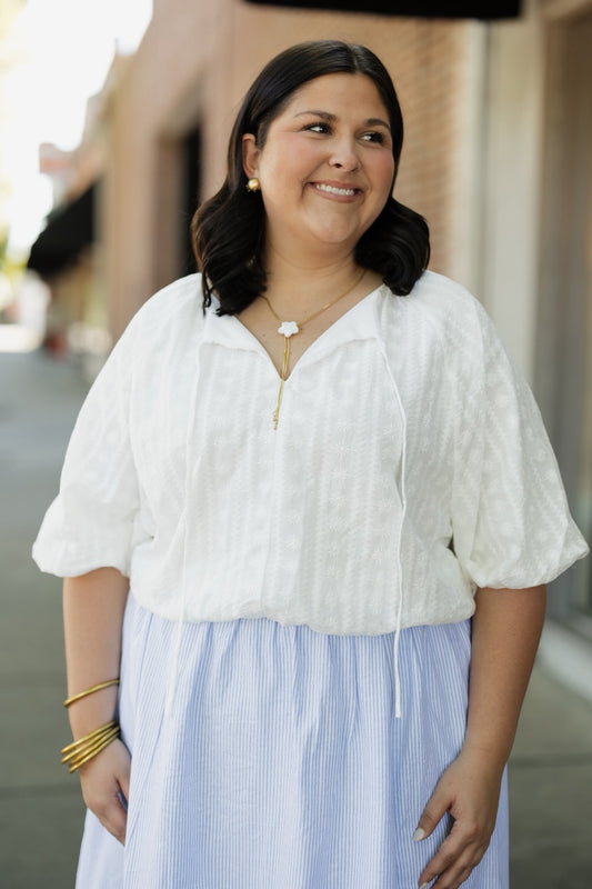 Tatum Solaria Blanc Bubble Hem Top (S-3XL)