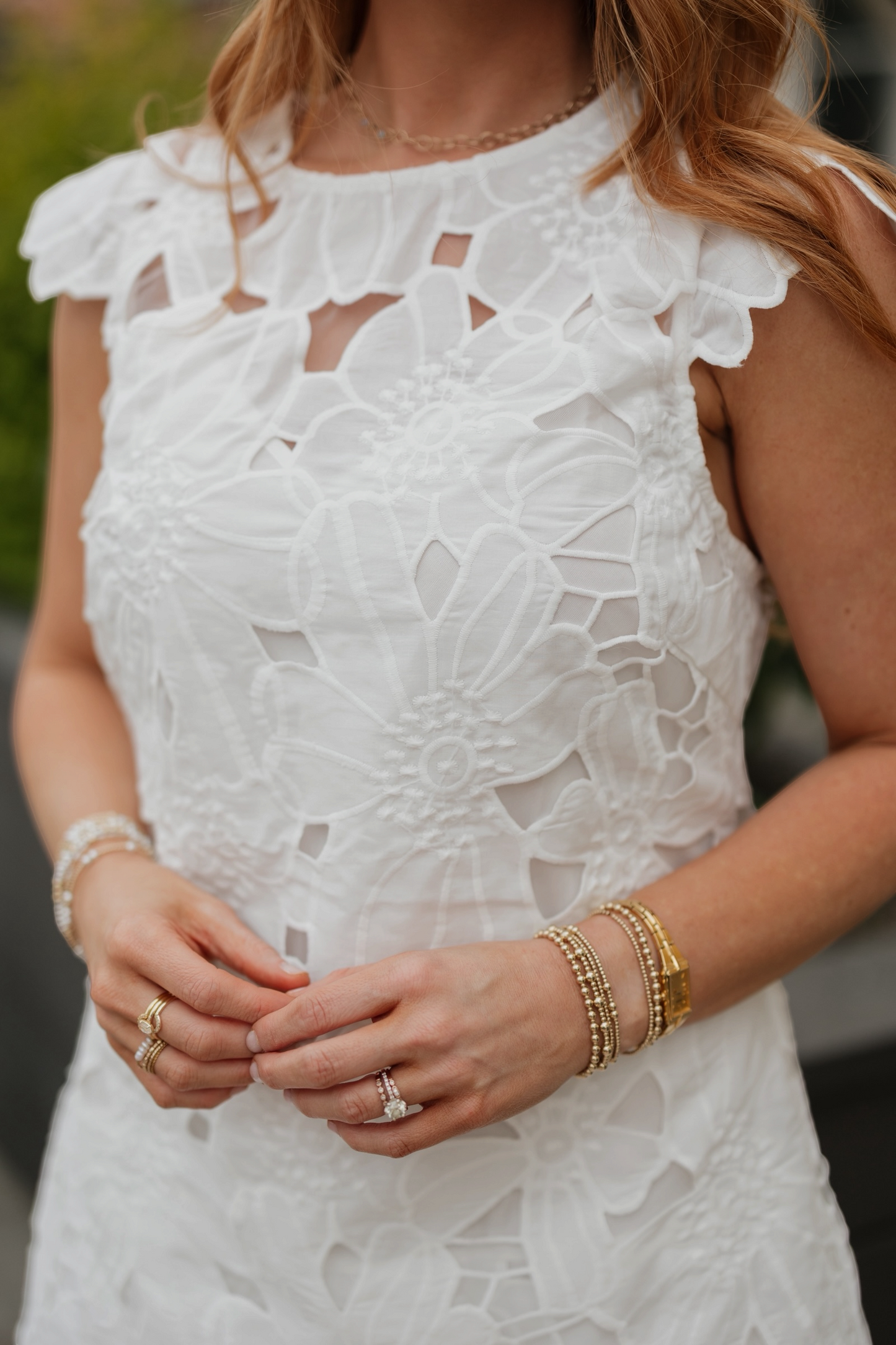 Greta Eyelet White Mini Dress