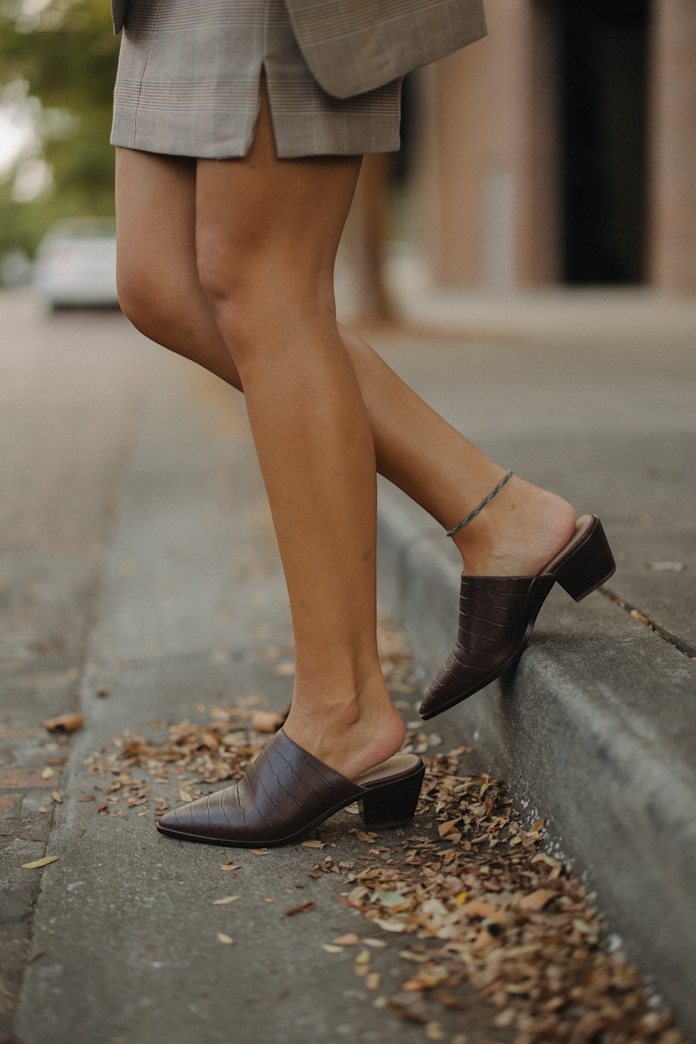 Cellia in Brown Embossed Croc by Chocolat Blu
