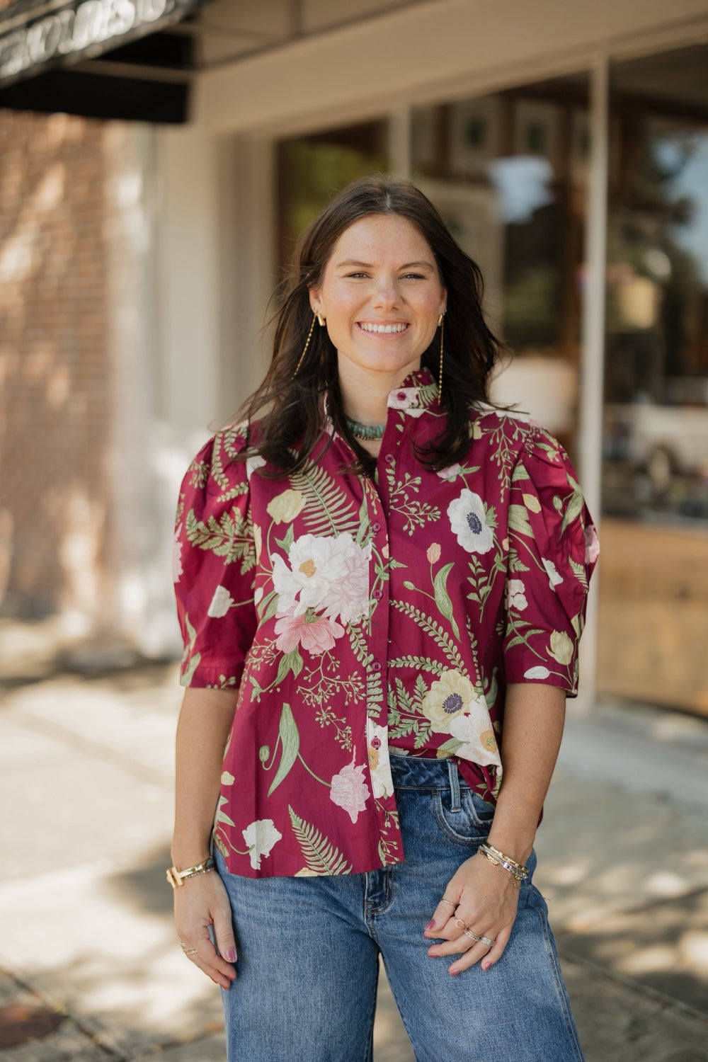 Merlot Floral Button Down (S-2XL)