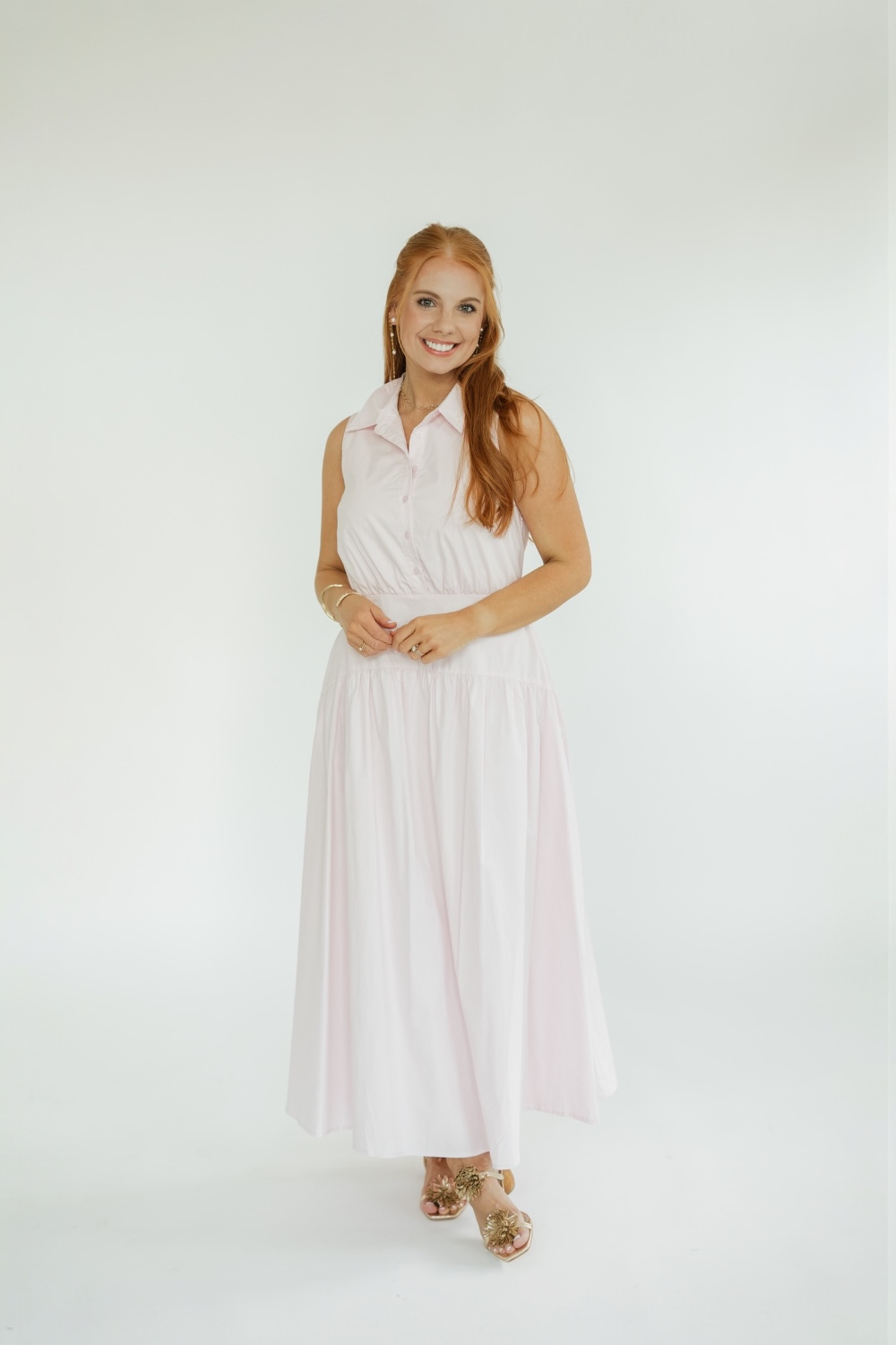 Joanie Pink Midi Shirt Dress