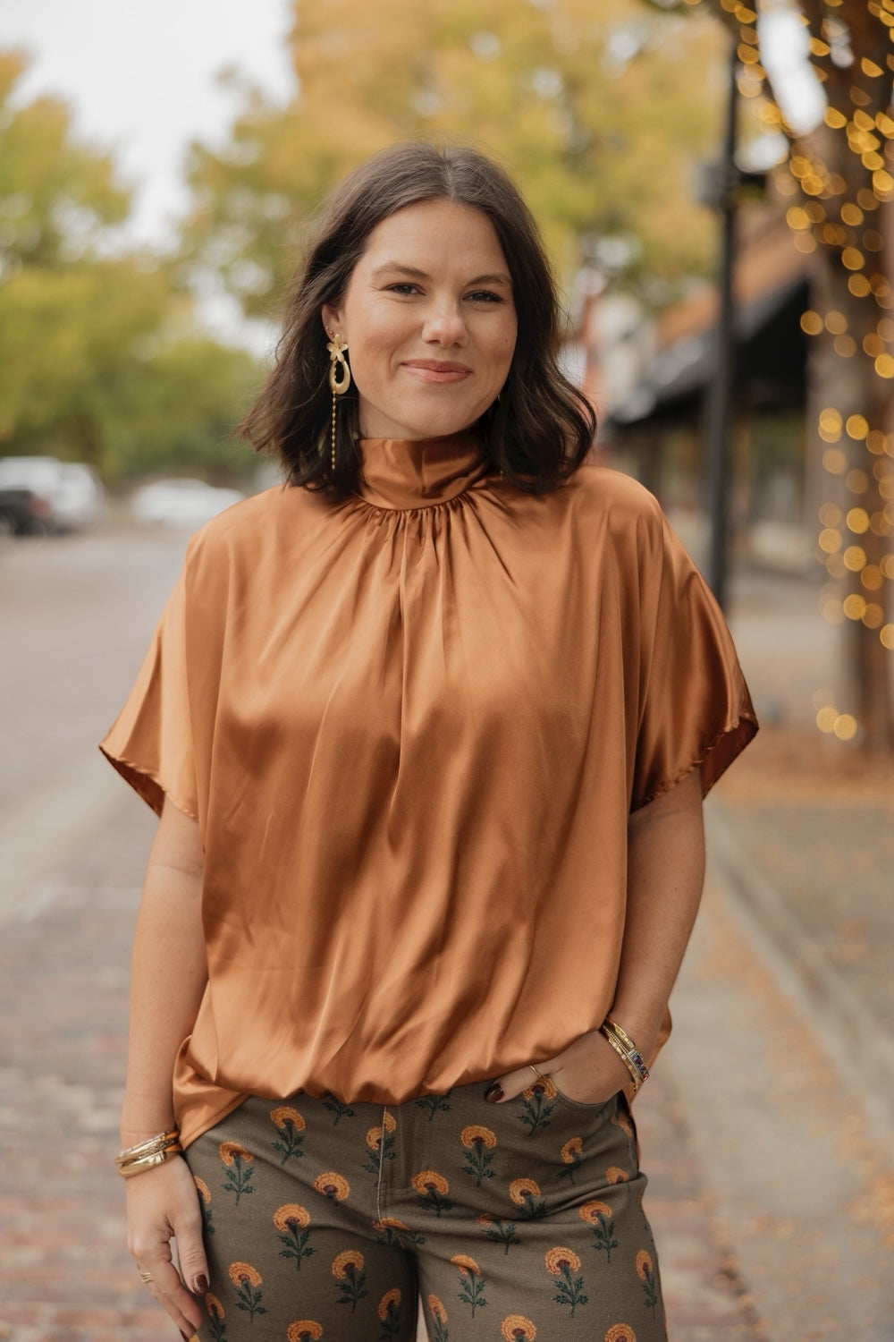 London Copper Satin Top (S-3XL)
