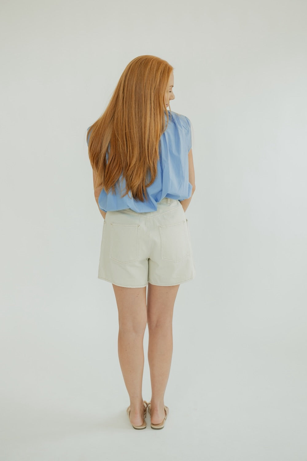 Beth Blue Bubble Hem Top