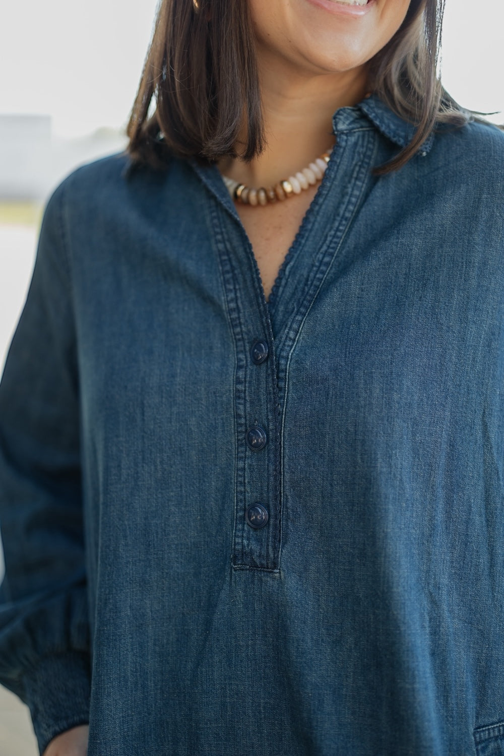 Daisy Dark Denim Collar Shirt Dress