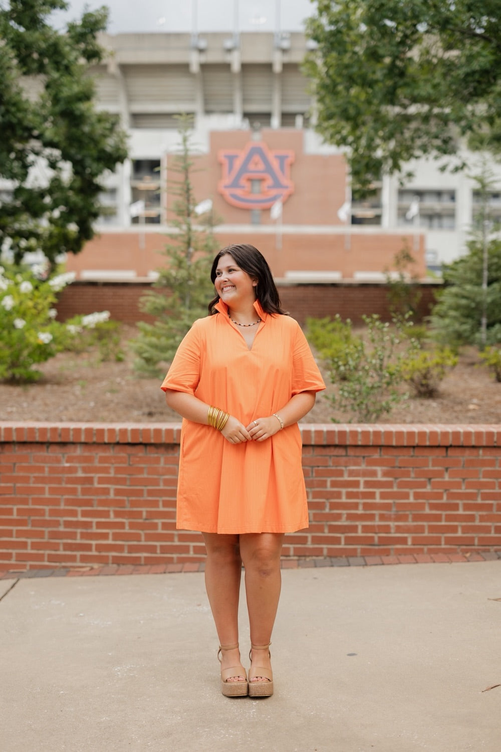 Olivia Orange Pinstripe Dress (S-3XL)