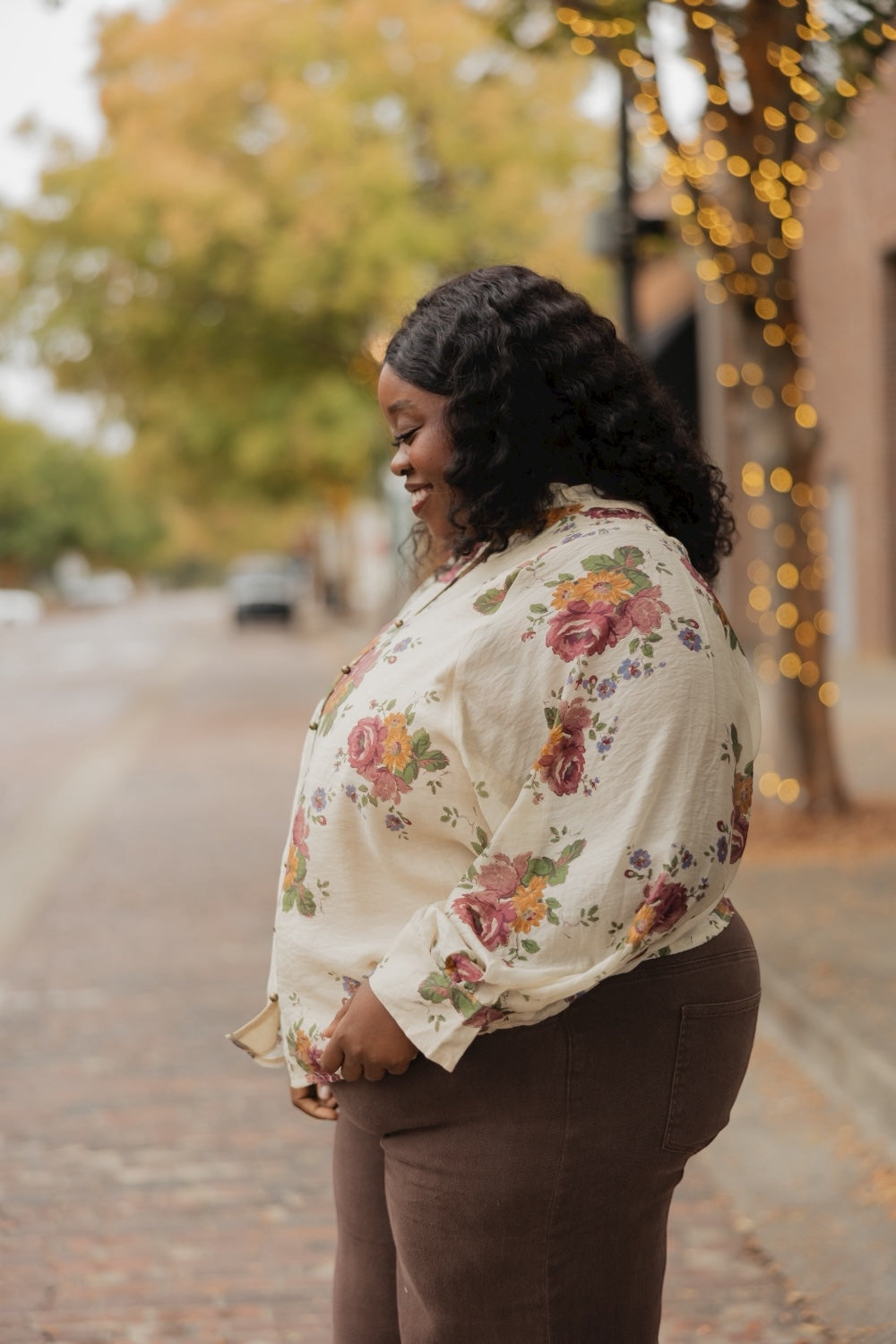 Merlot Floral Ruffle Collar Top (S-2XL)