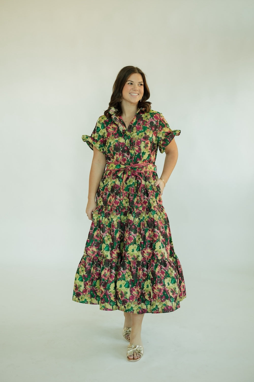 Lena Floral Jacquard Maxi Dress