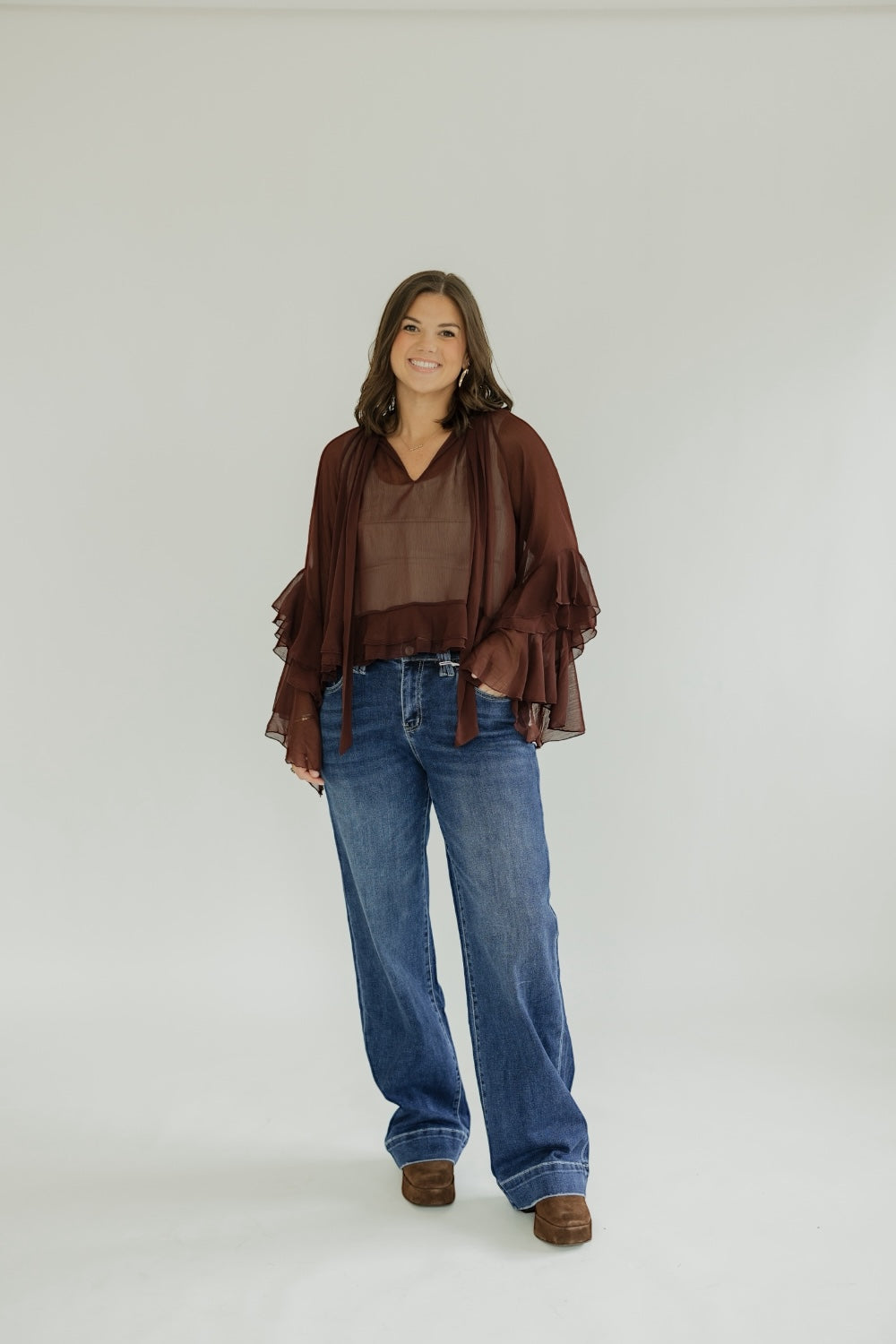 Kyle Burgundy Ruffle Top