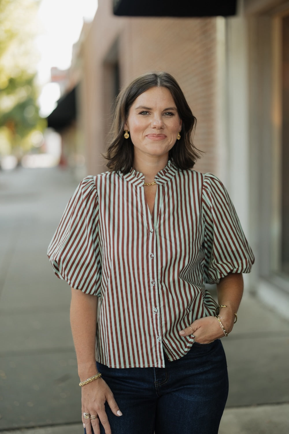 Carla Striped Button Down Top