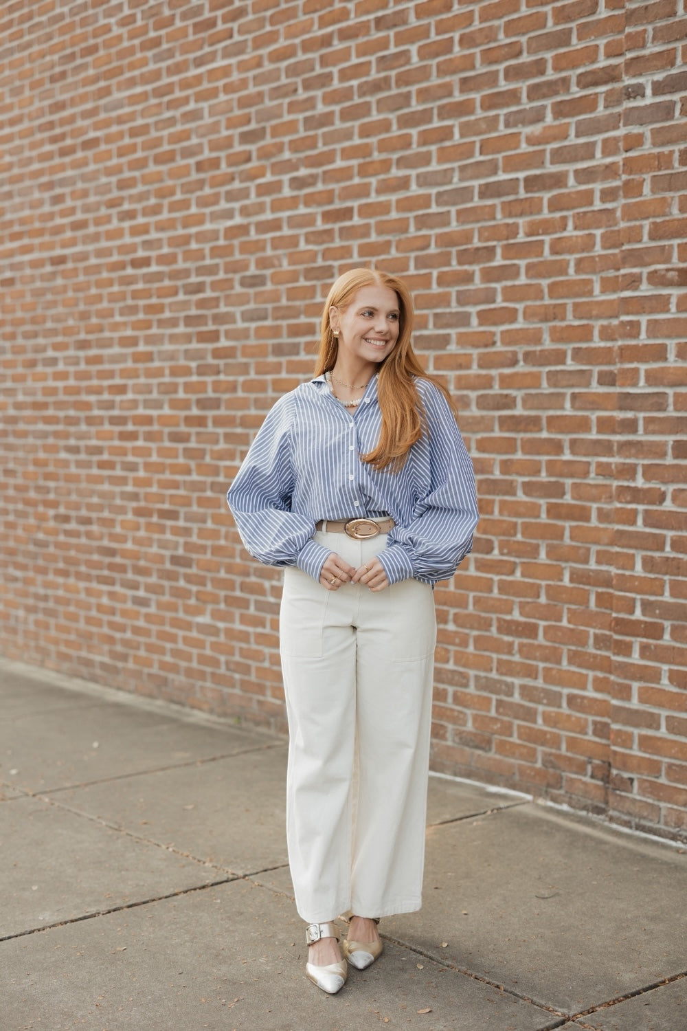 Brooks Navy Pinstripe Button Up (S-3XL)