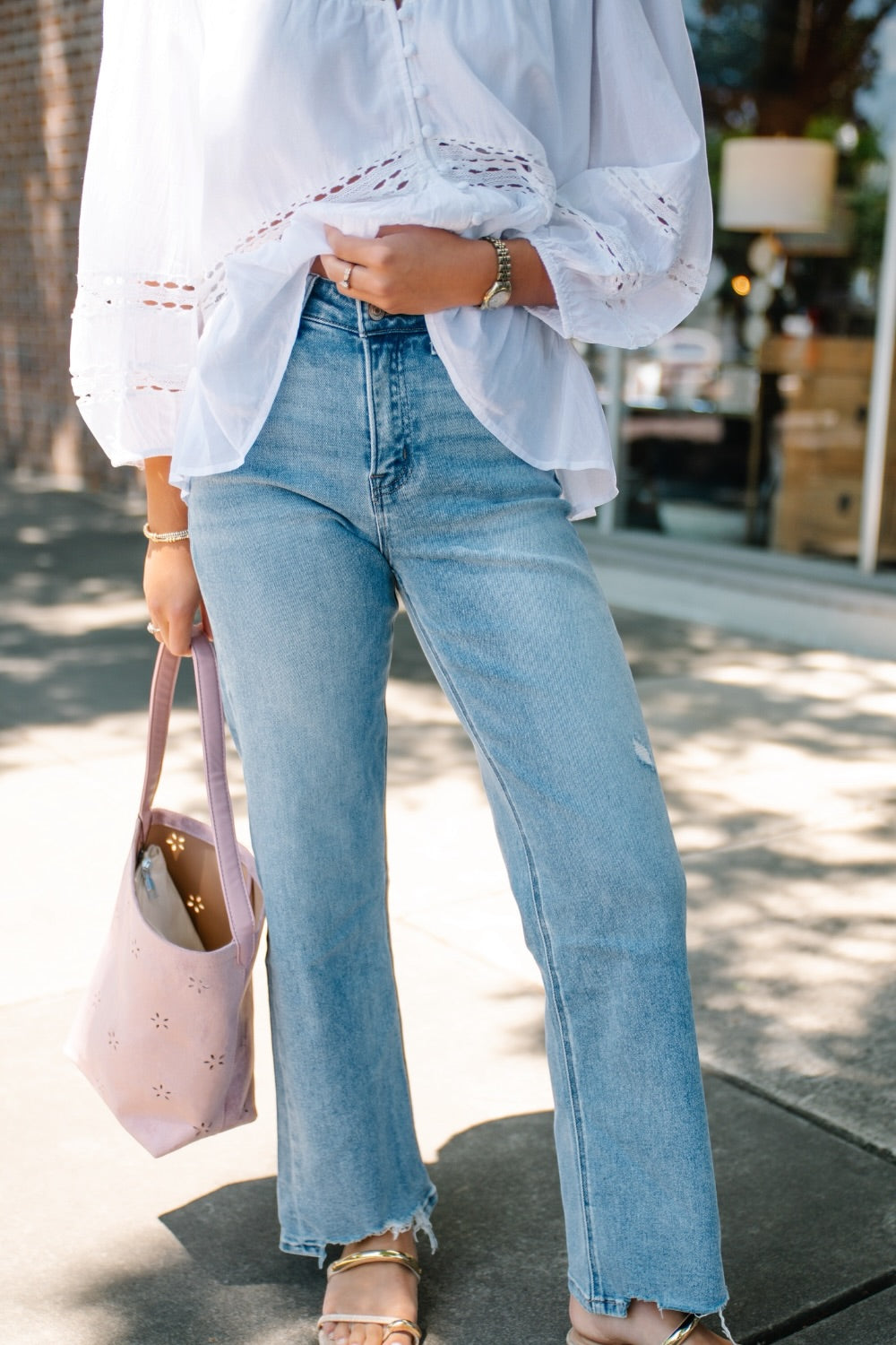 High Rise Slim Wide Light Wash Jean (0-22)