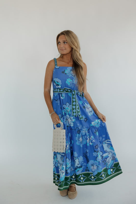 Andi Sapphire Floral Midi Dress (XS-XL)
