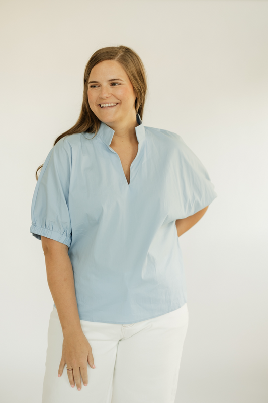 Sheila Chambray Collared Top (S-2XL)