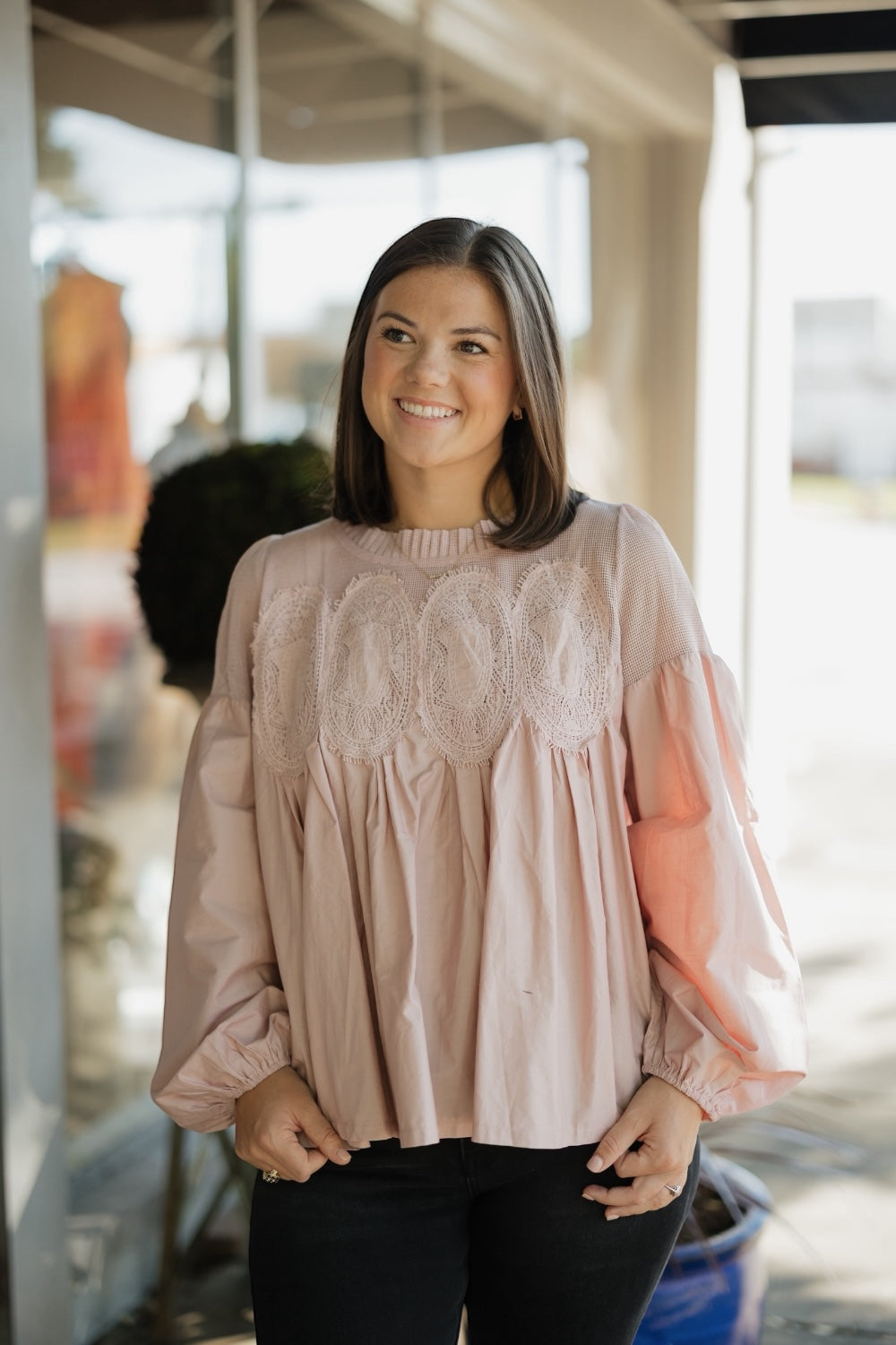 Morgan Mauve Lace Applique Top