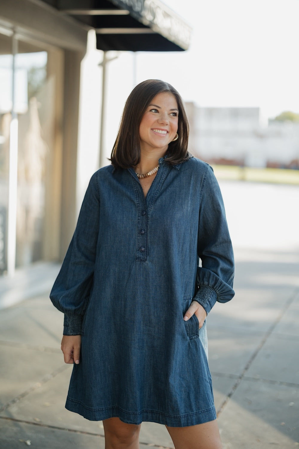 Daisy Dark Denim Collar Shirt Dress