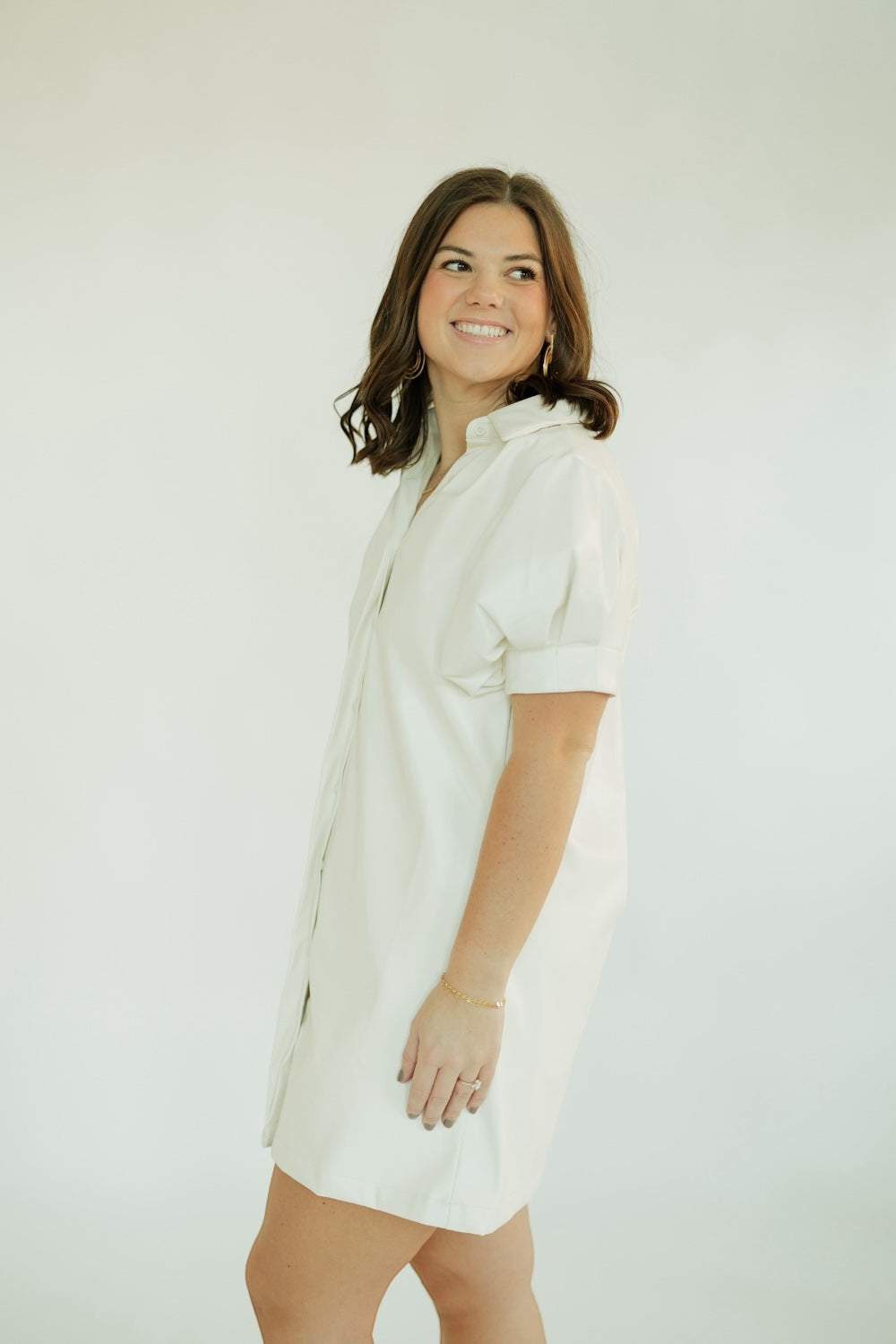 Vivienne White Leather Mini Dress