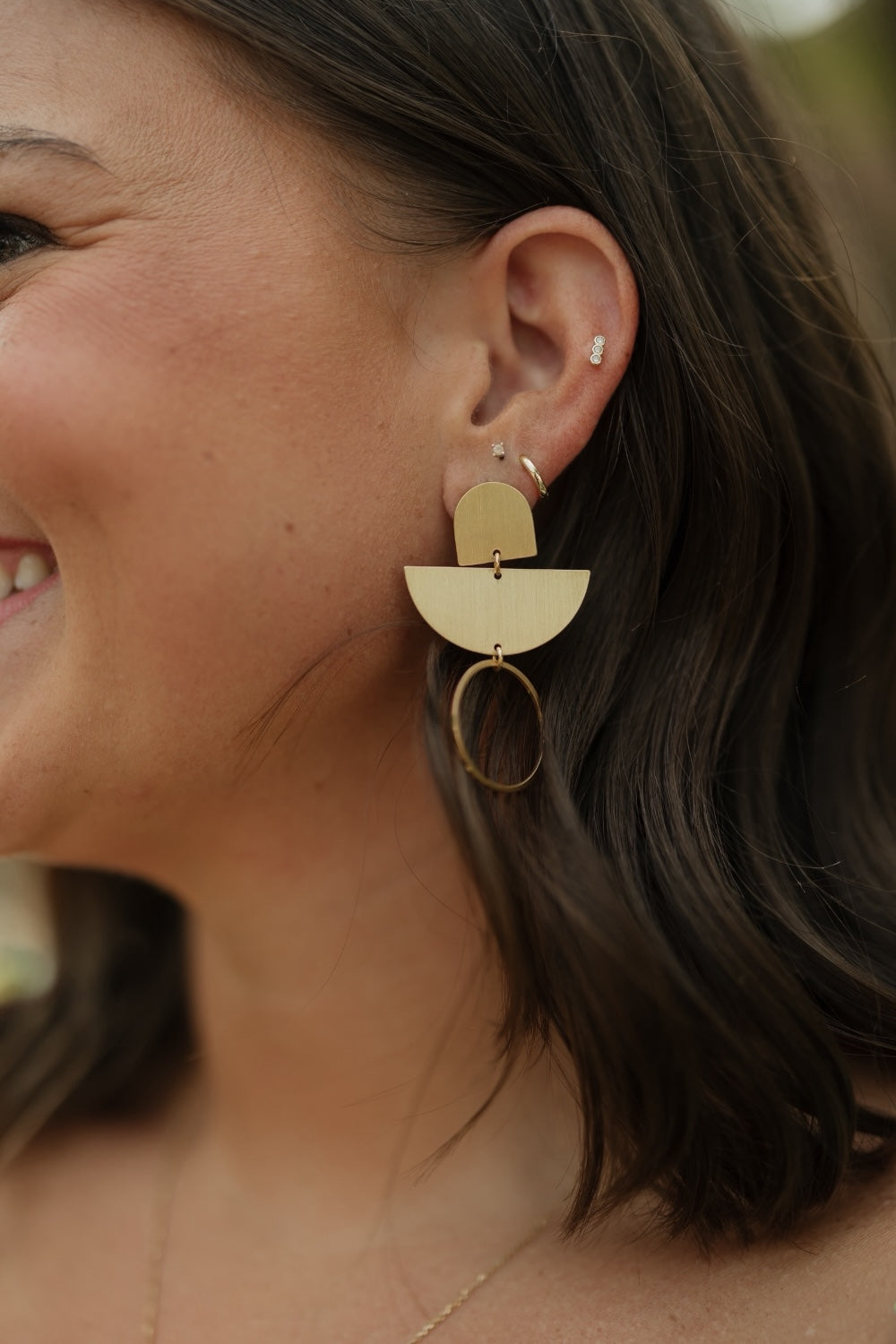 Half Disk & Circle Earrings