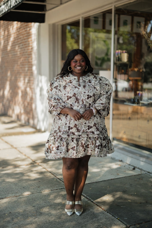 Dana Brown Multi Floral Dress (S-3XL)