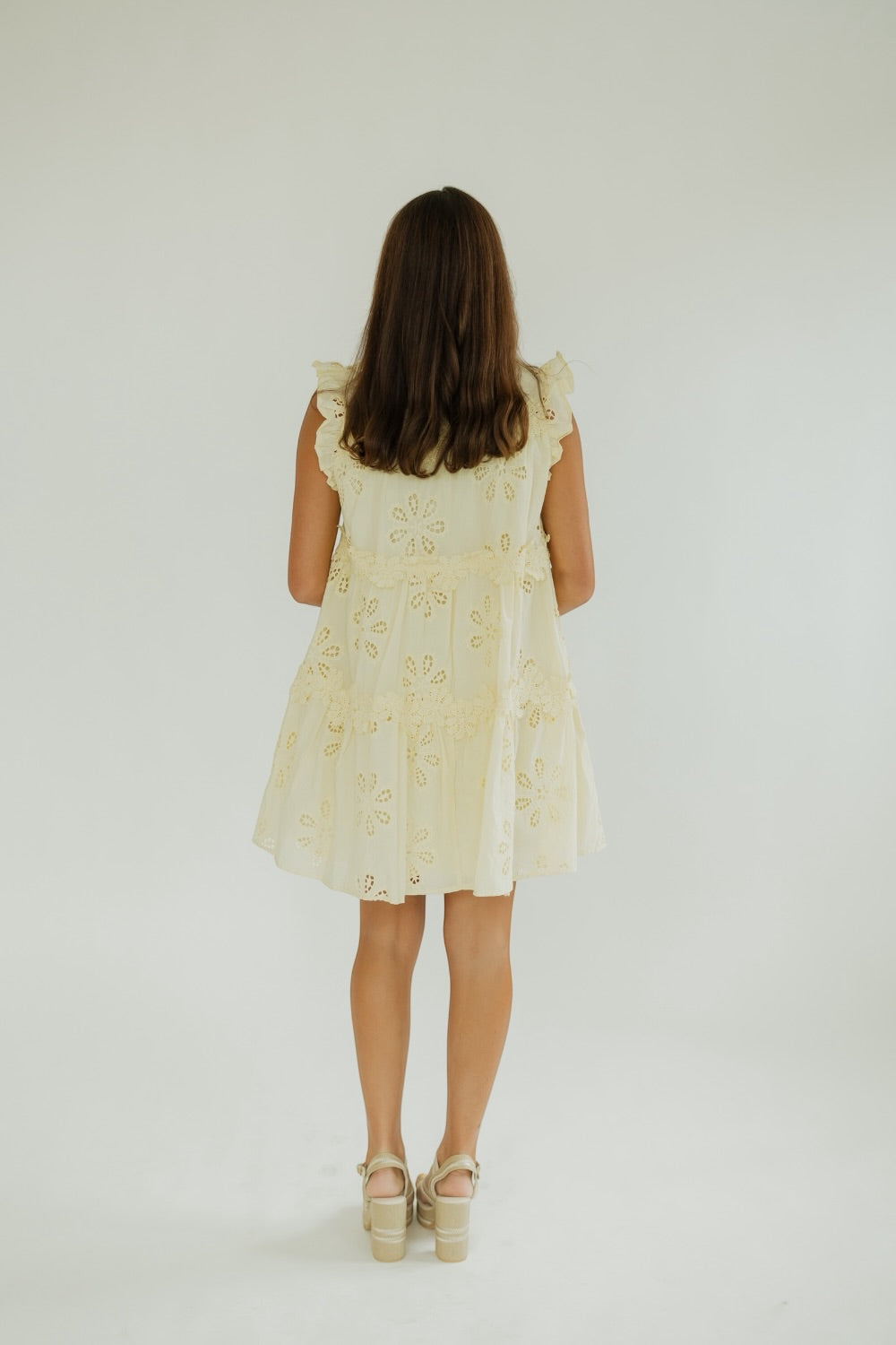 Kensie Butter Yellow Embroidered Baby Doll Dress