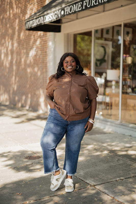 Cammie Brown Button Down Top (S-2XL)