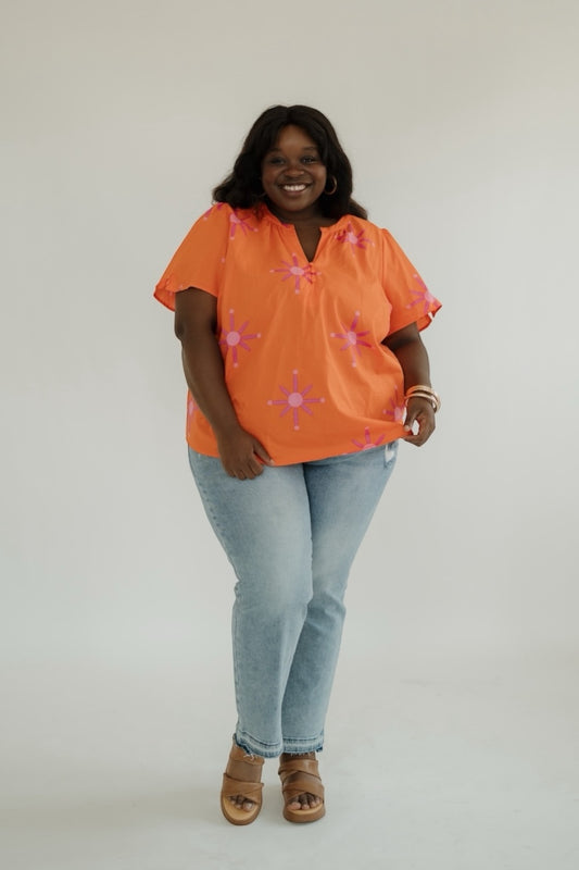 Karani Orange Starburst Top
