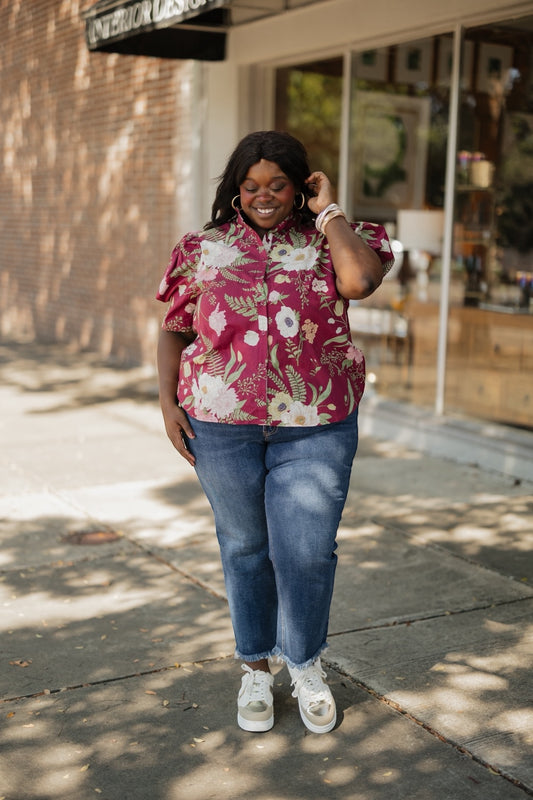 Merlot Floral Button Down (S-2XL)