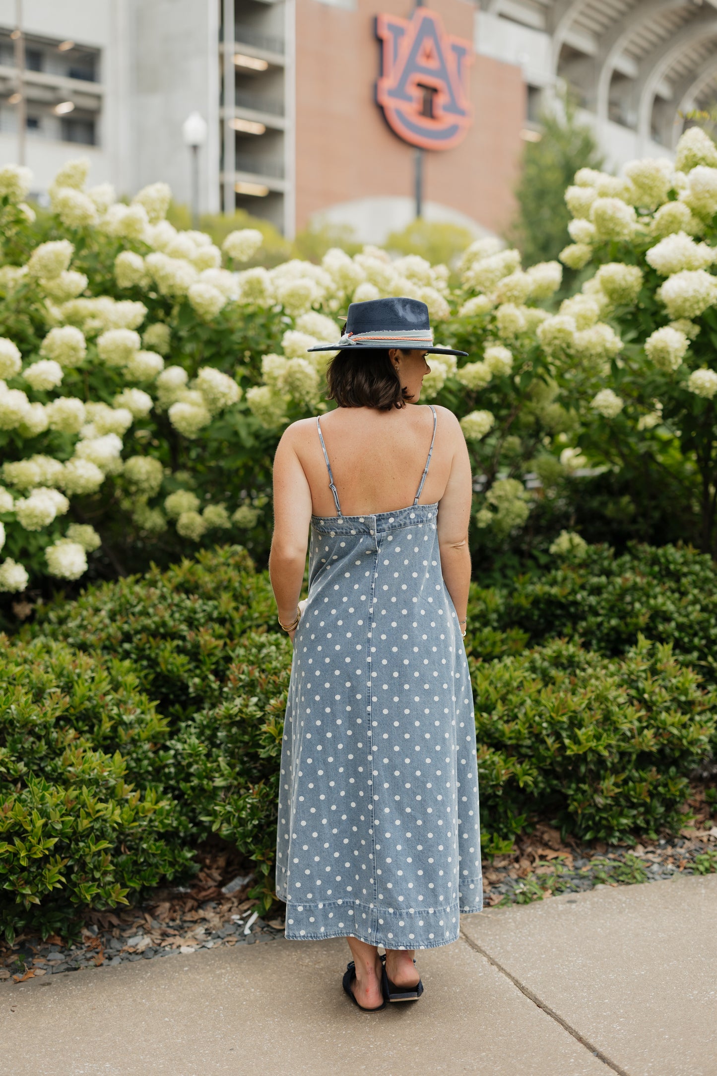 Darcy Denim Polka Dot A-Line Dress