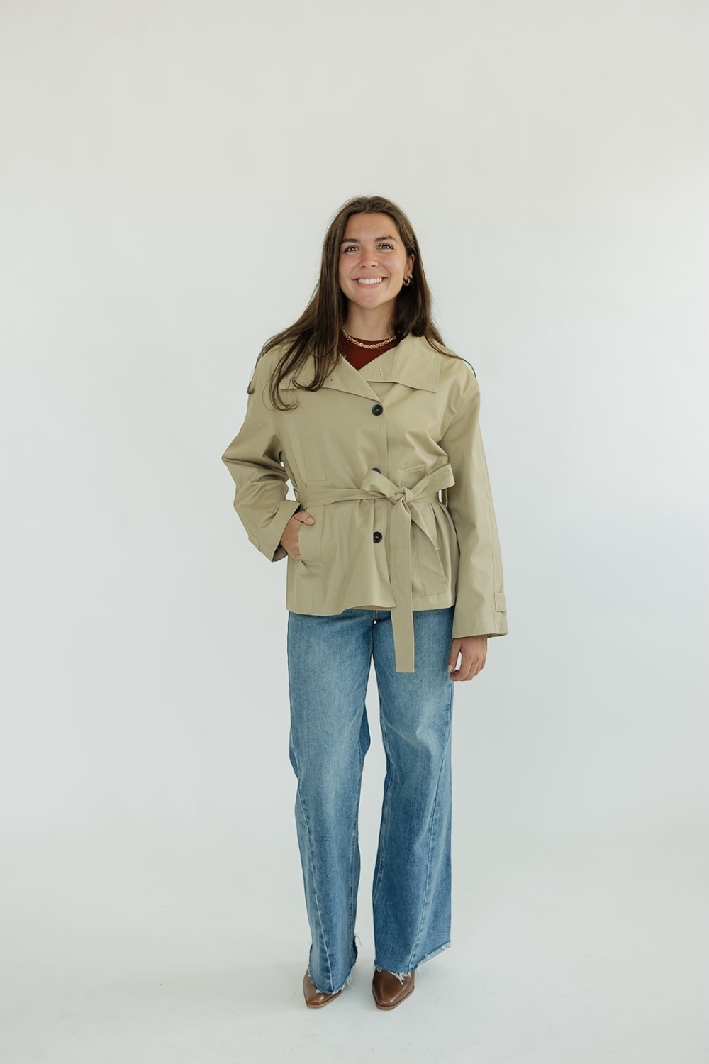 Vivienne Funnel Neck Khaki Jacket