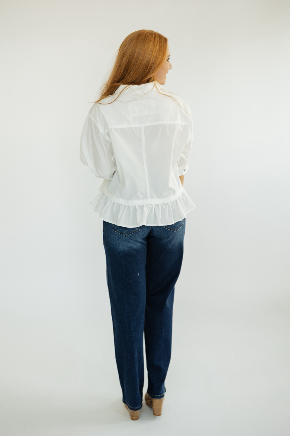 Lana Off White Ruffle Hem Top (S-2XL)