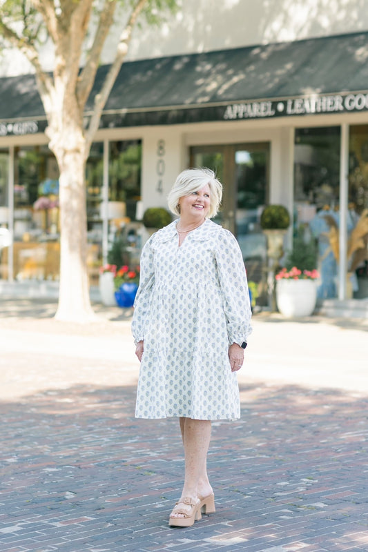 Cindy Floral Collar Midi Dress (S-3XL)