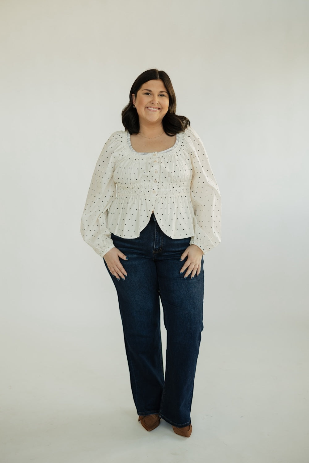 Polly Polka Dot Poplin Top (XS-XL)