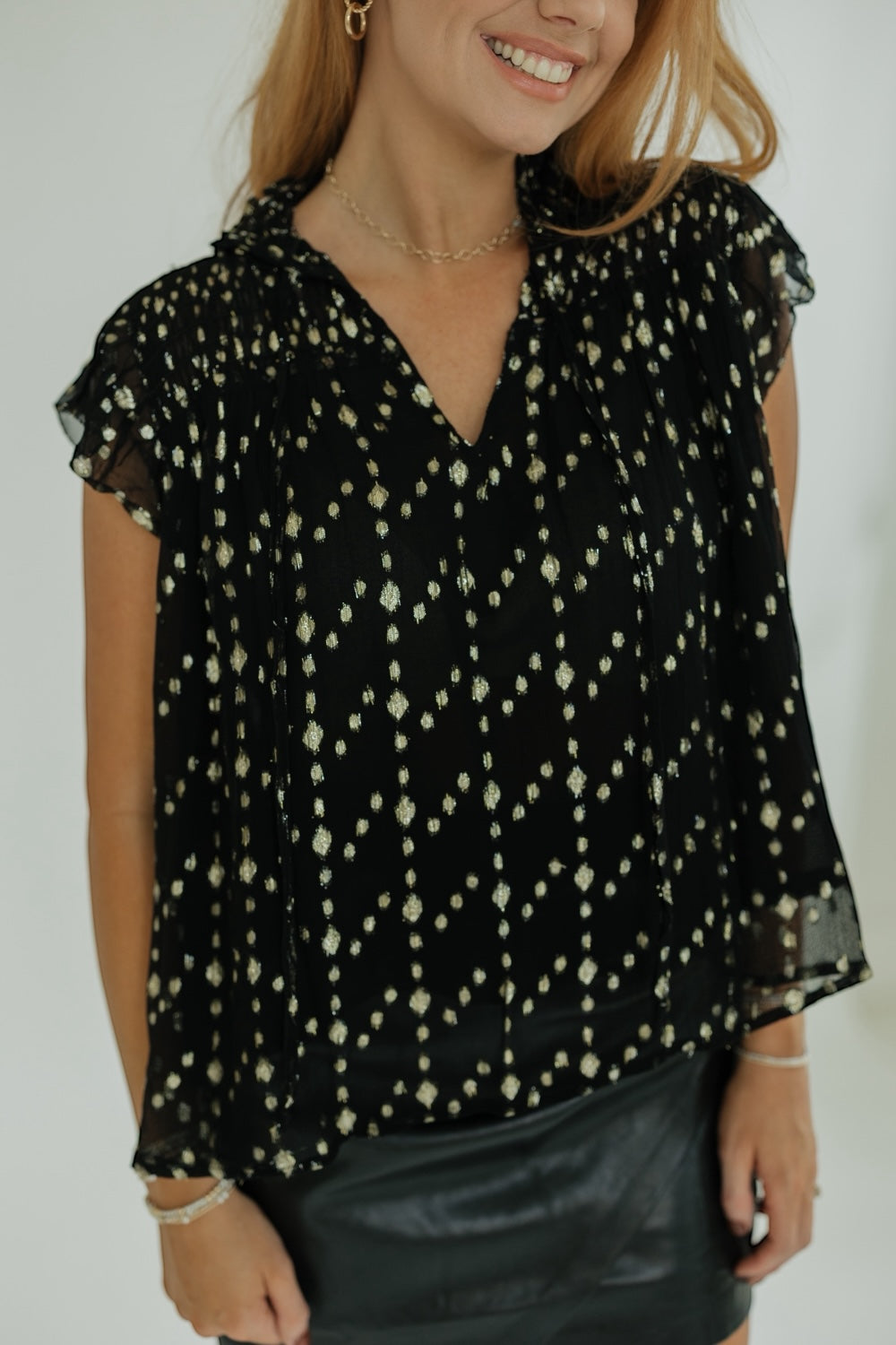 Black Geo Print Sleeveless Top