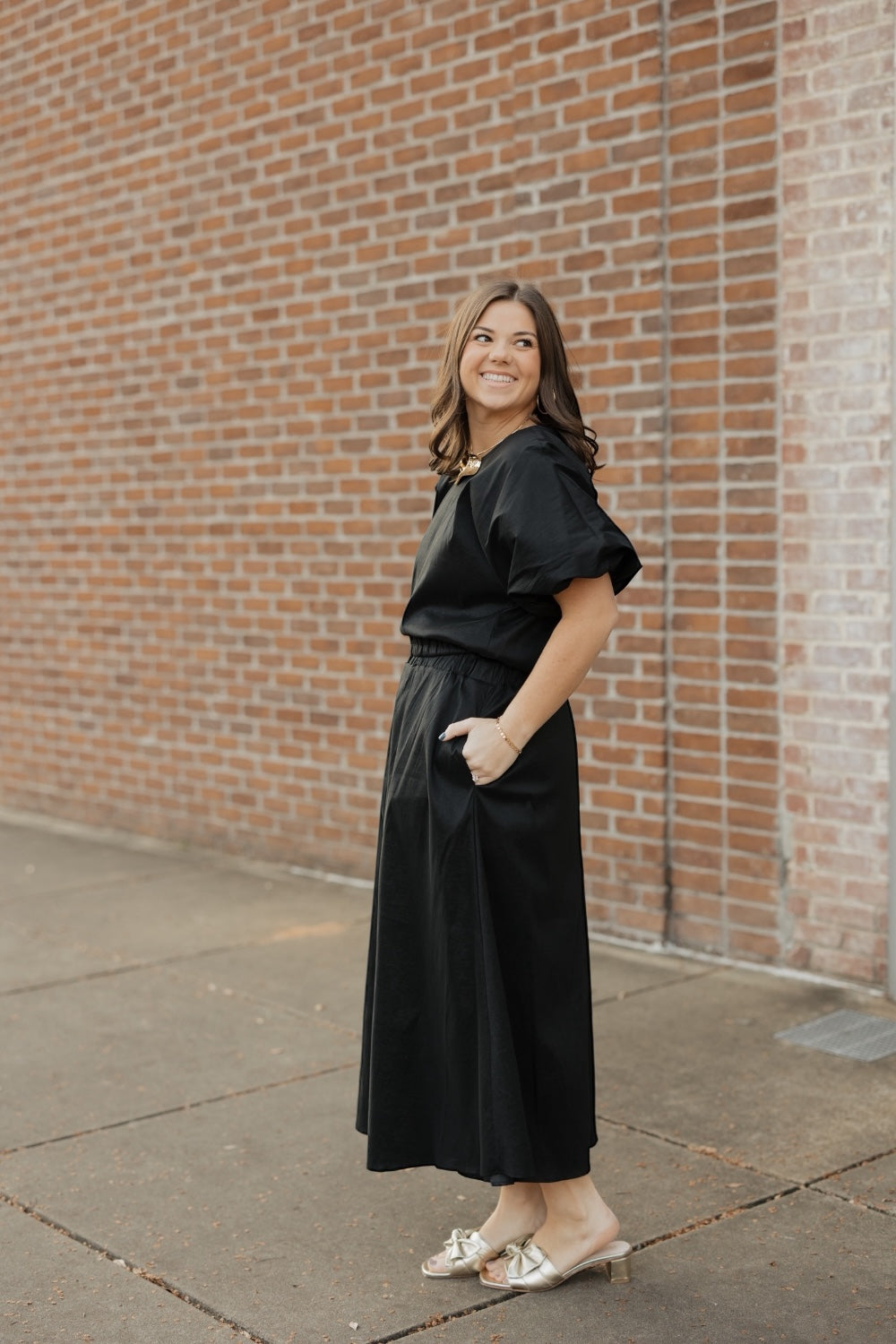 Davina Black Taffeta Midi Ball Skirt (S-3XL)