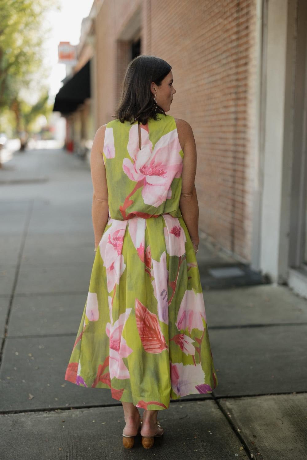 Anne Lime Floral Bubble Hem Top