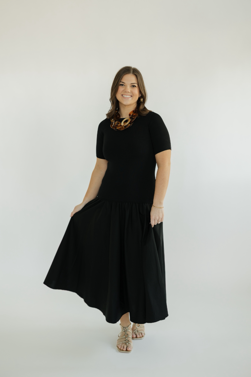 Delilah Black Mixed Media Dress
