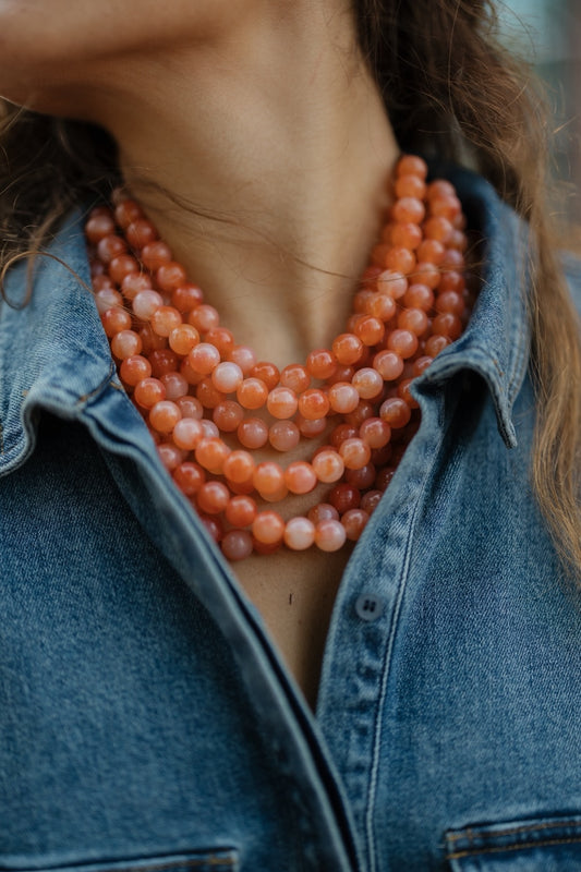 Orange Ball Beaded Necklace