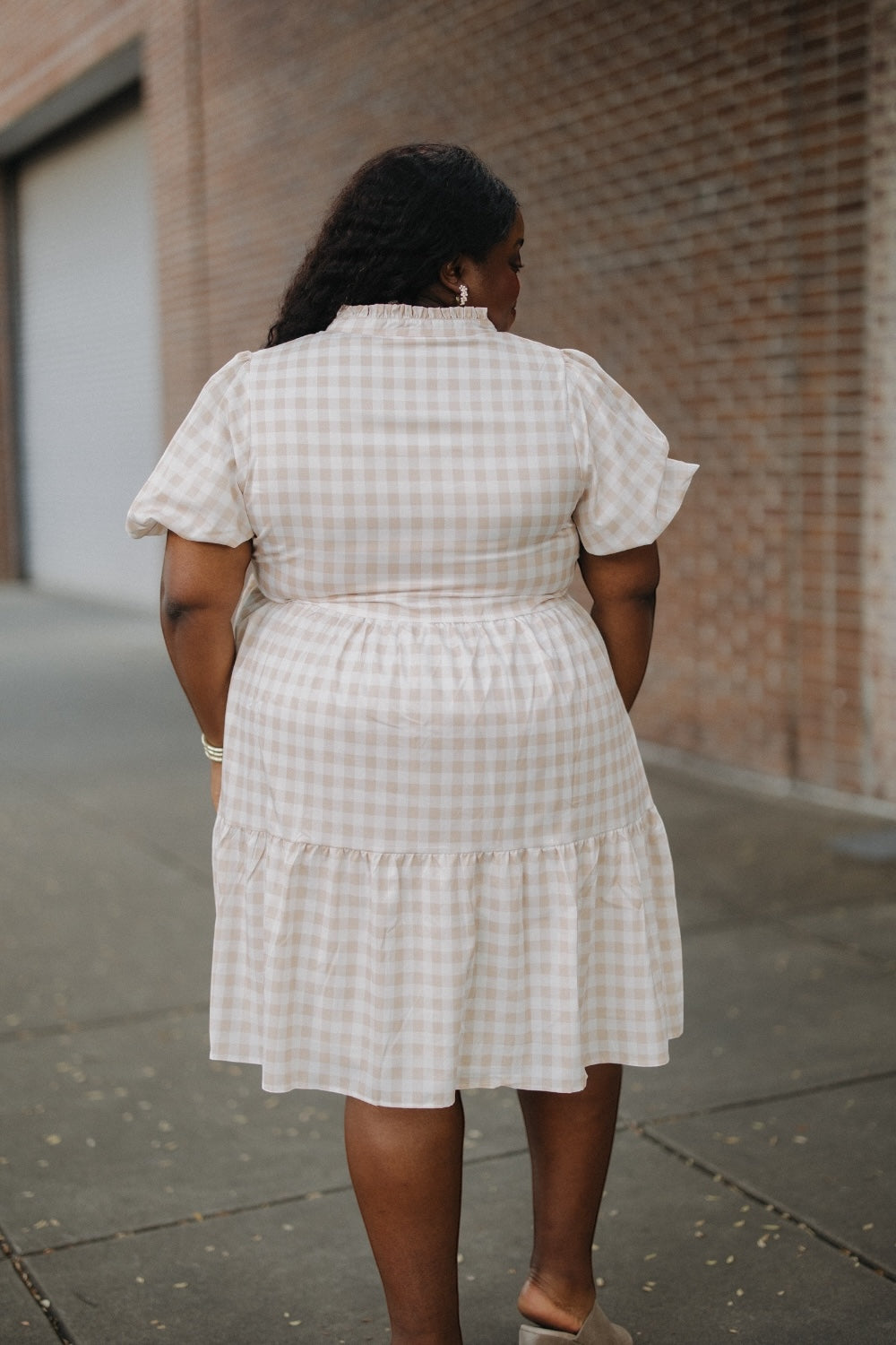 Mollie Taupe Checkered Dress