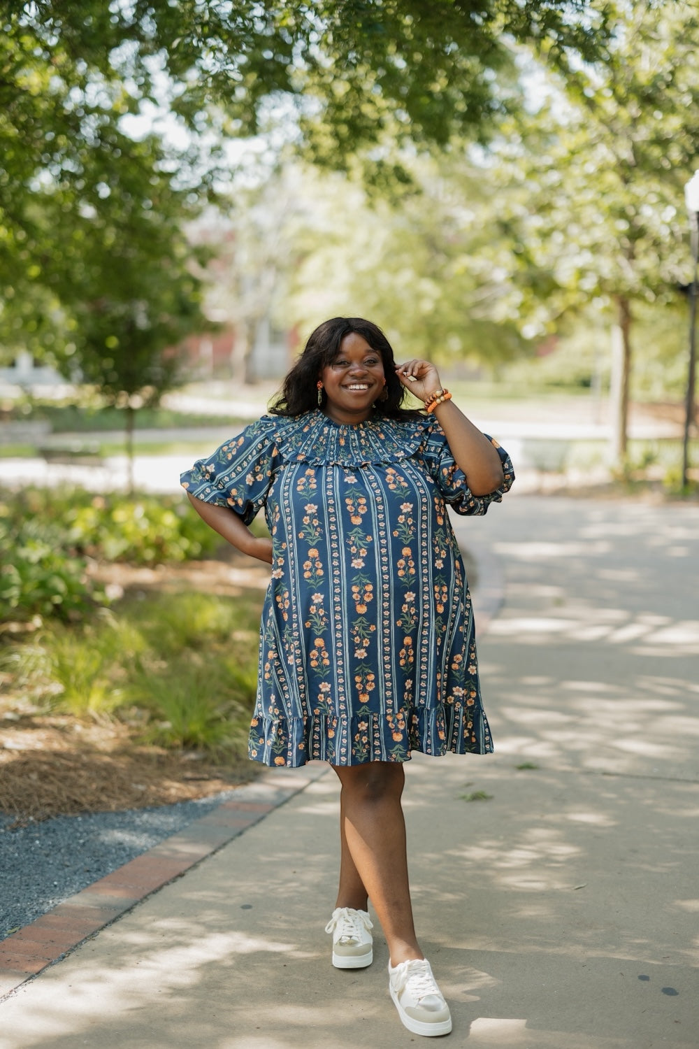 Melinda Navy Floral Mini Dress (S-3XL)