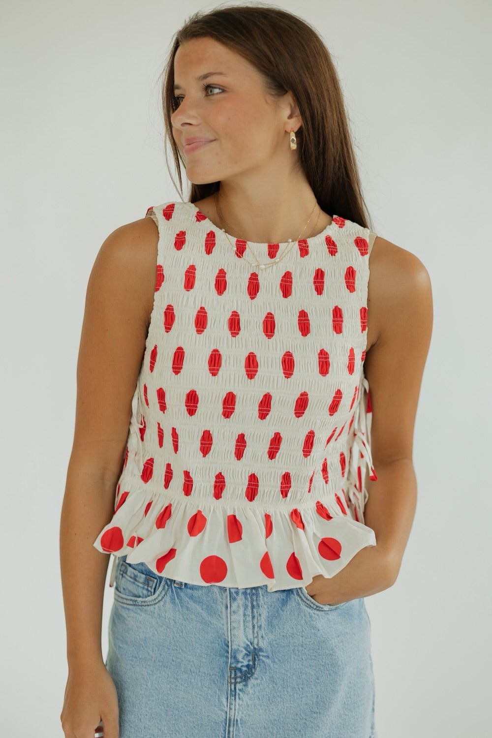 Maeve Red Polka Dot Top