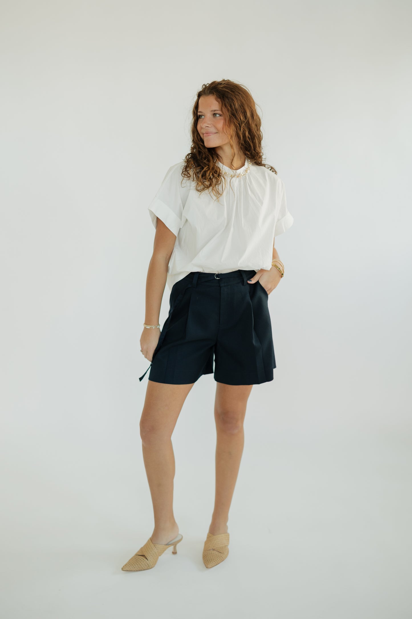 Shelly Shell Neck Detailed White Blouse