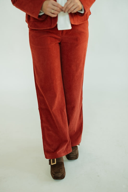 Rust Corduroy Wide Leg Pant (XS-XL)