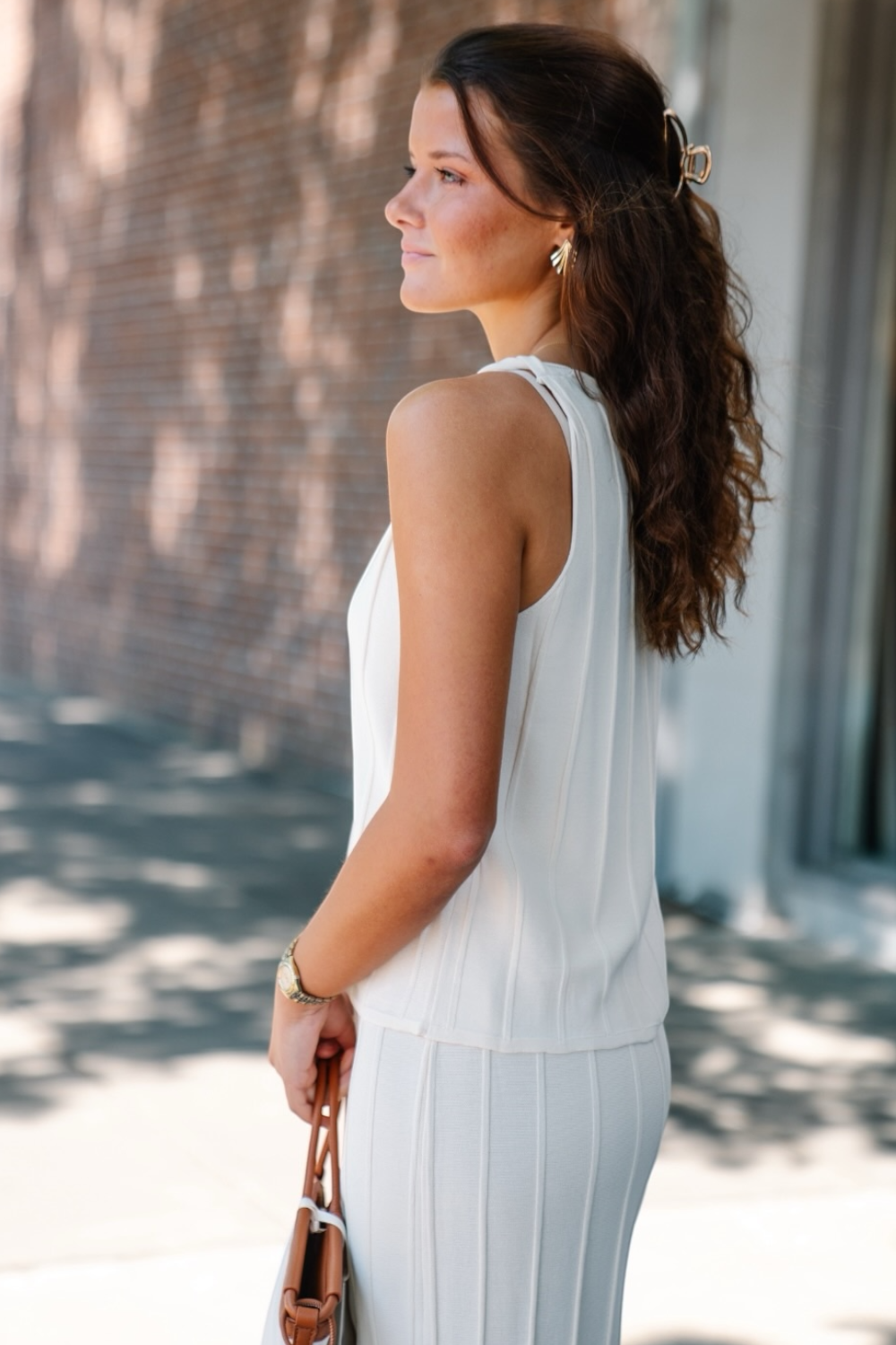 Stefani Knot Beige Twist Top