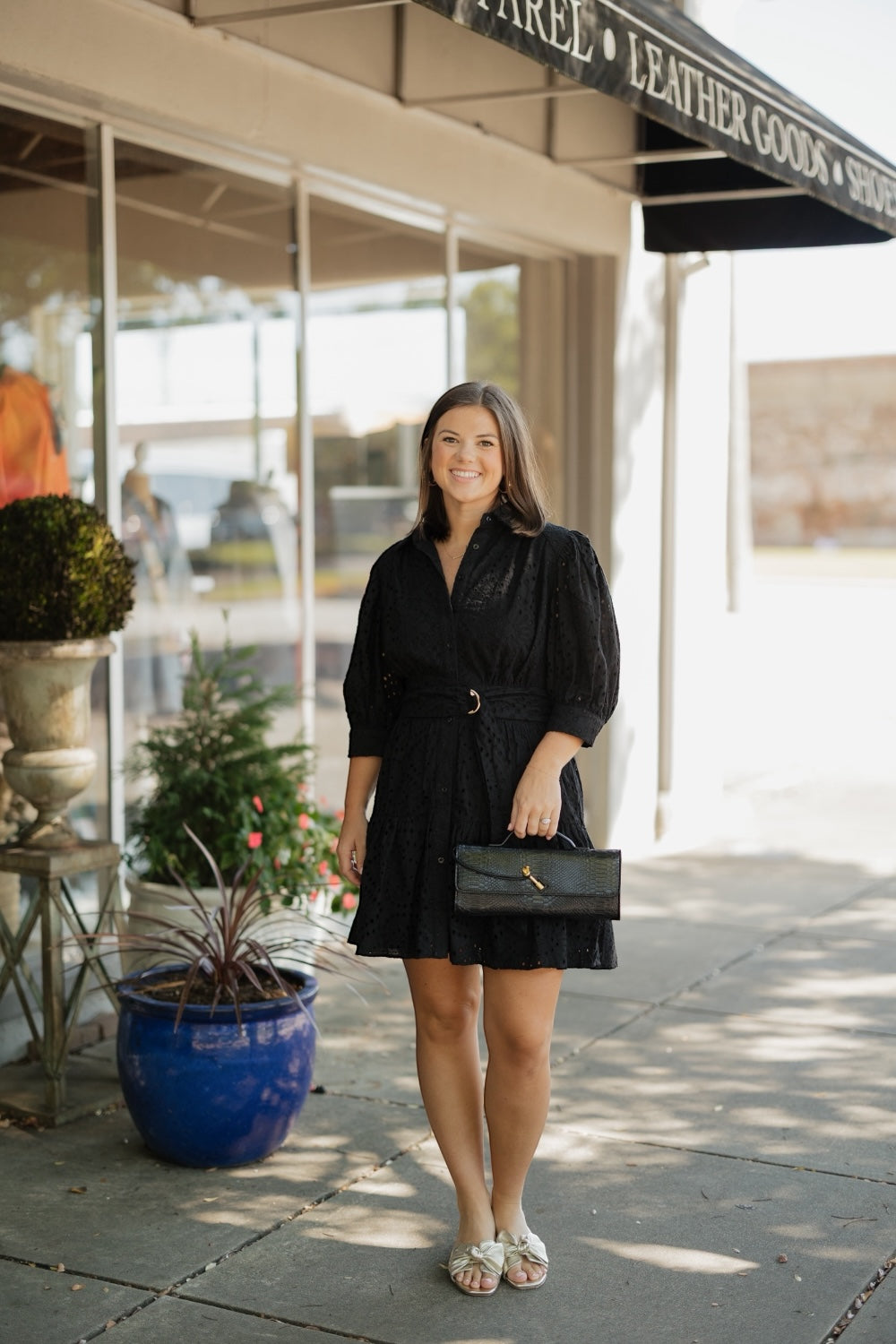Yara Black Eyelet Mini Dress