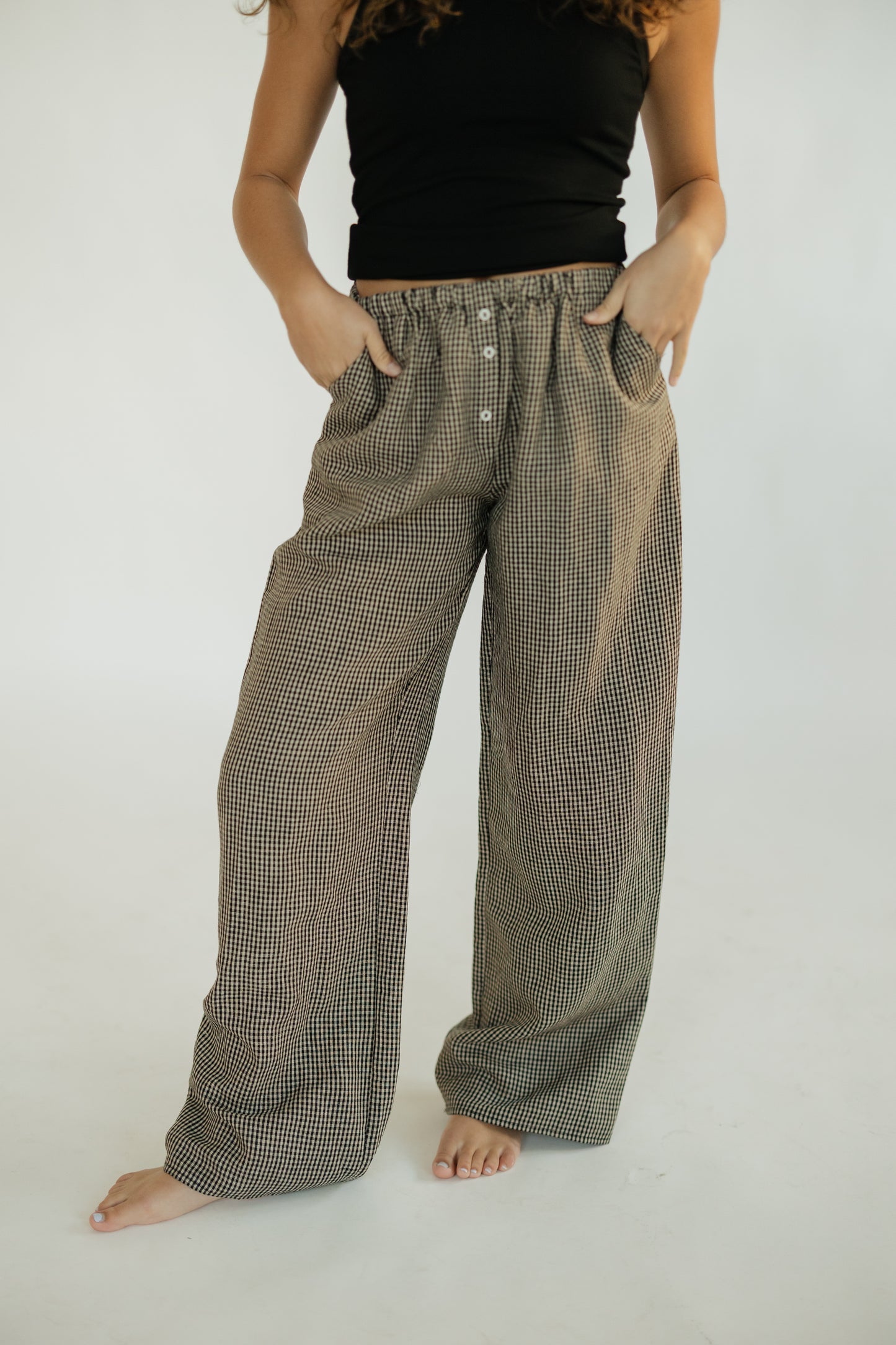 Matilda Gingham Linen Pants