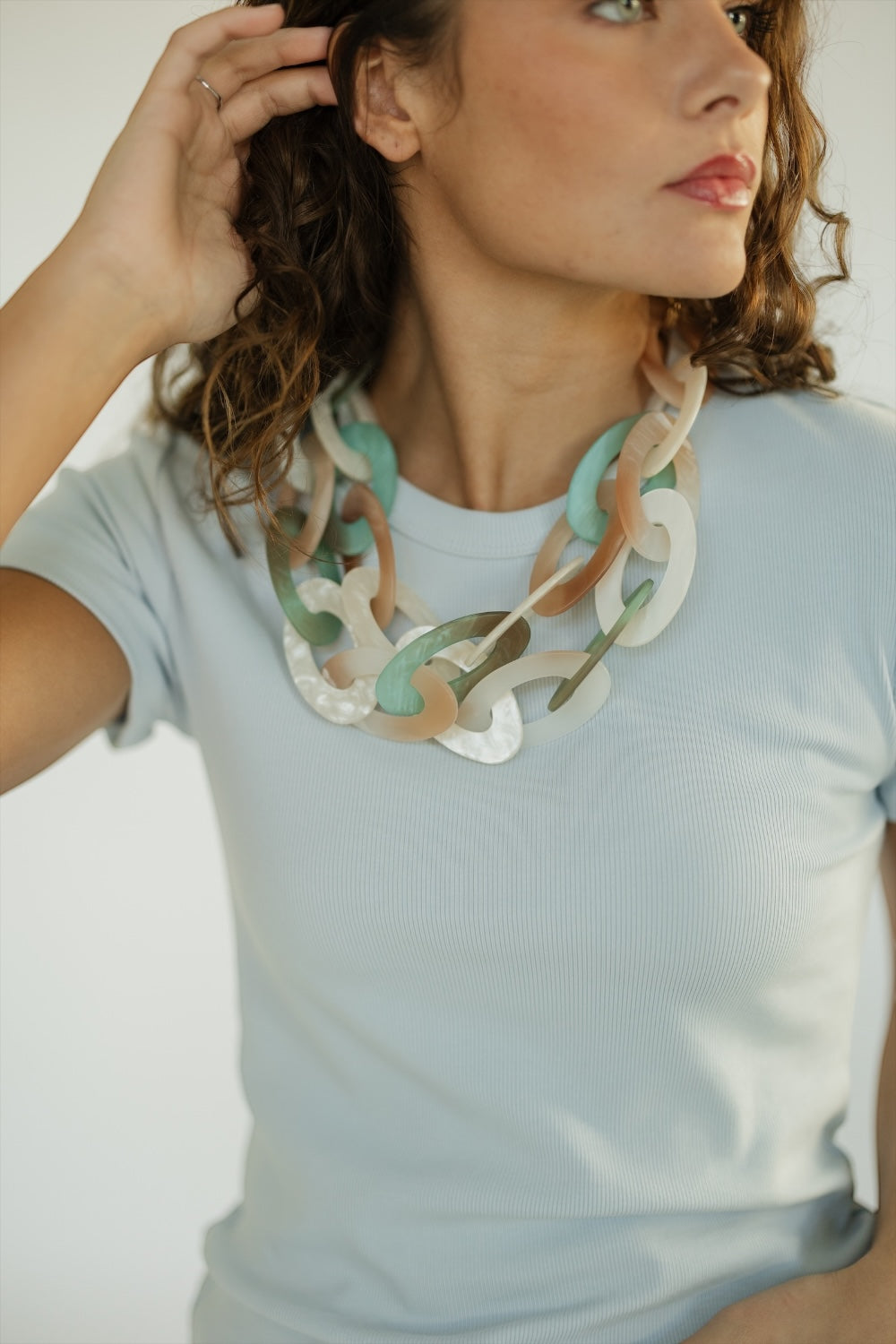 Sage Layered Oval Link Necklace