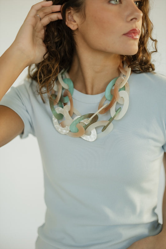 Sage Layered Oval Link Necklace